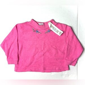 Vintage G. Willikers Girls Size 4 Pink Embroidered‎ Sweater Cotton Made In USA
